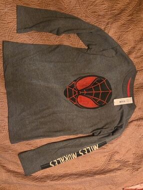 Joe Fresh Gray Tee with Red Spider Web Graphic